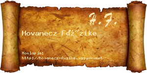 Hovanecz Füzike névjegykártya